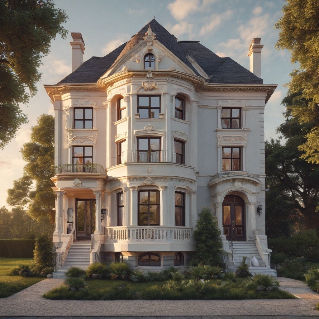 House_exterior-_modern-_-_Evening_Sun-_Big_House-_-_greenery-Victorian_Architecture_8K_0443_genIm