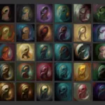 Grid of seed variations of one abstract figure, a generative art contact sheet